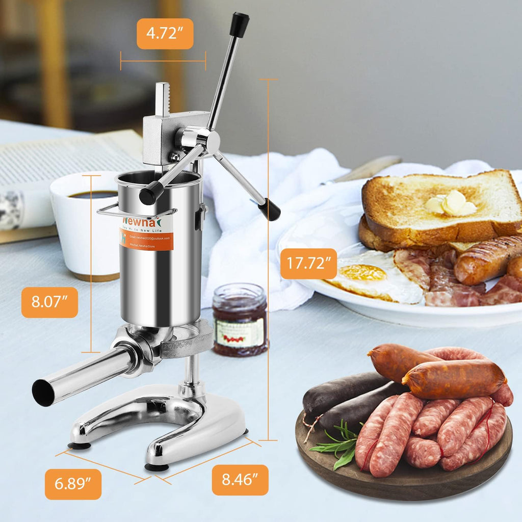 2L Manual Sausage Stuffer 4 Sausage Tubes Stainless Steel Meat Filler G70550