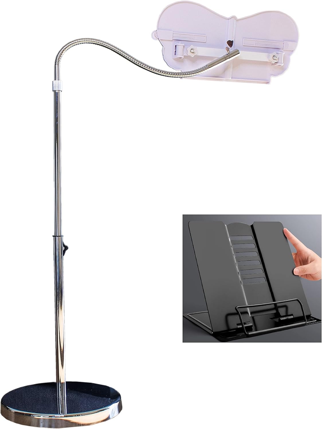 Adjustable Height Book Holder Floor Stand with Aluminum Base G76083