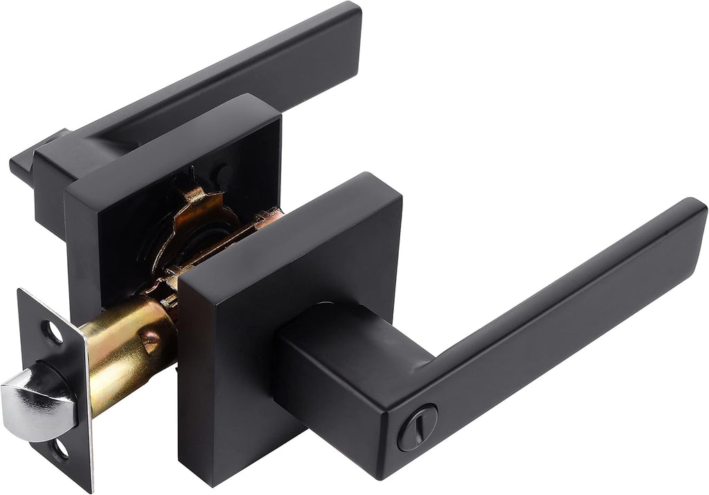 5 Pack Matte Black Heavy Duty Exterior Door Handle Keyed Alike Entry Door Lock Set R5134
