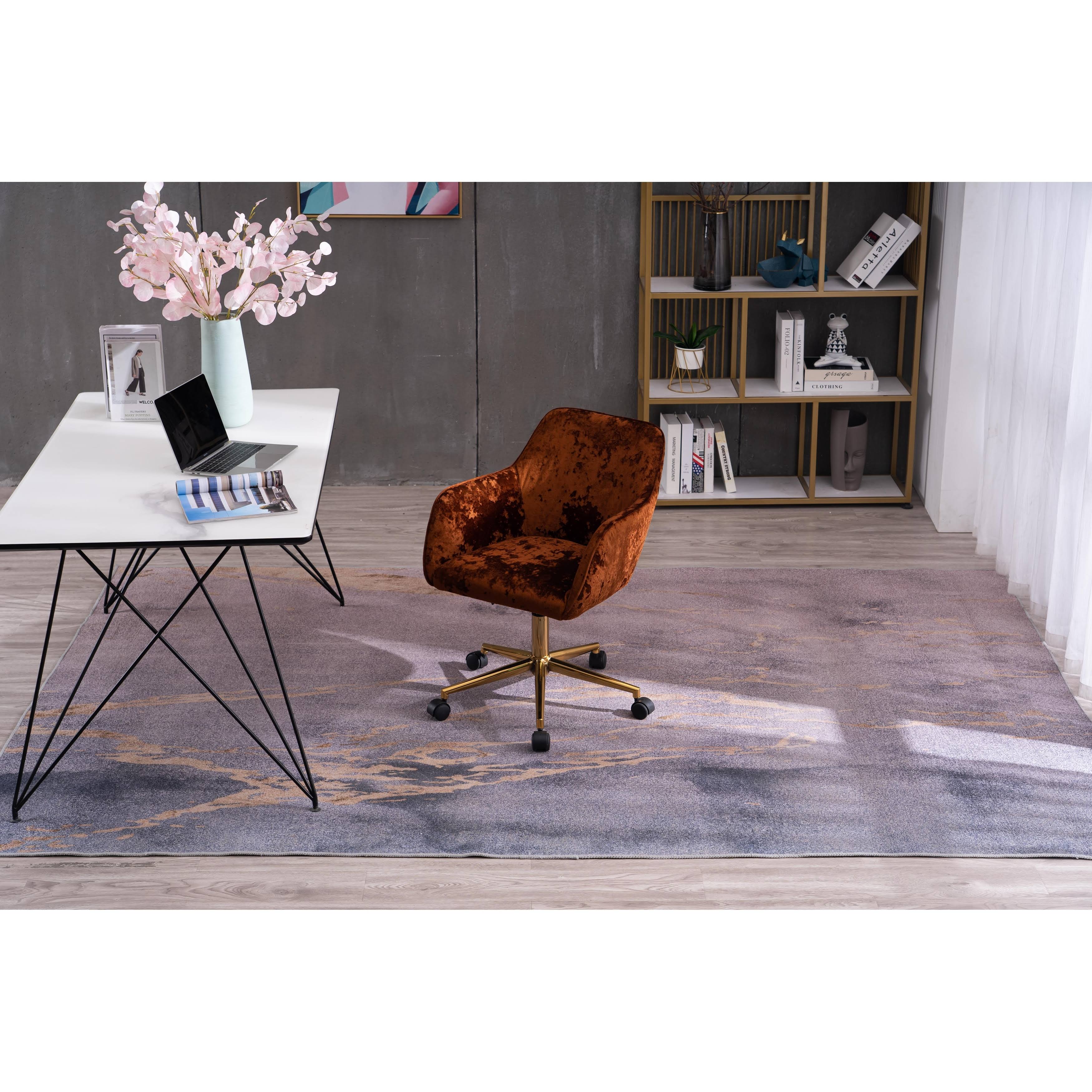 Navy Velvet Adjustable Height 360 Revolving Office Chair X7596
