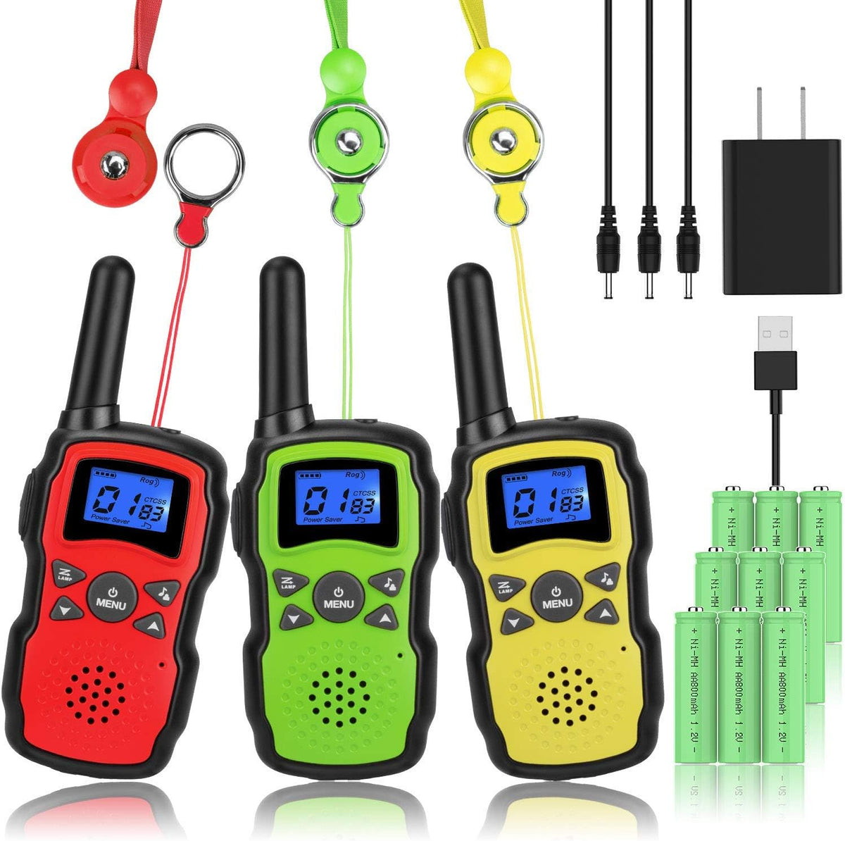 3 Pack Rechargeable Walkie Talkies with USB Charger Battery U763