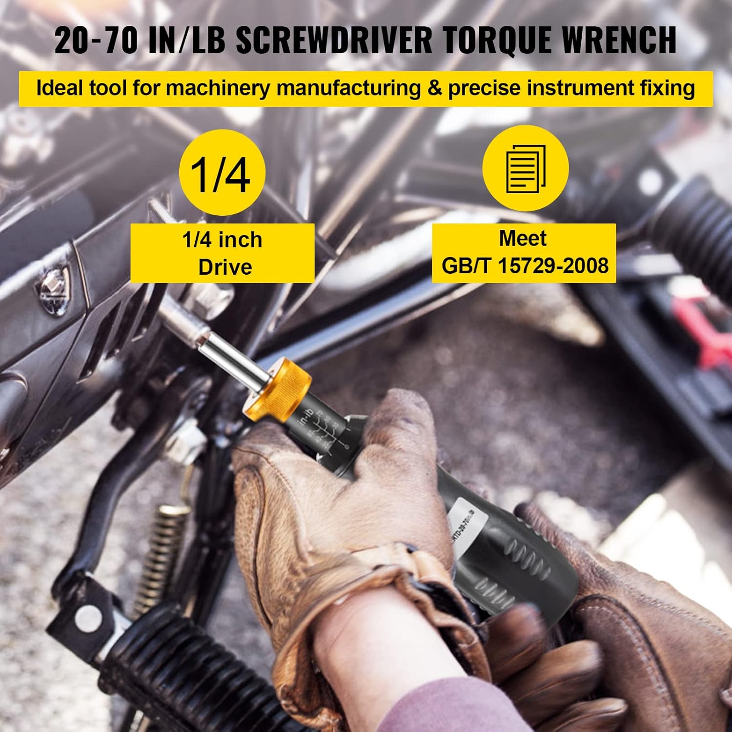 1/4" Drive Torque Screwdriver, 20-70 in/lbs, Adjustable, with Bits & Case, Pack of 2 H8063