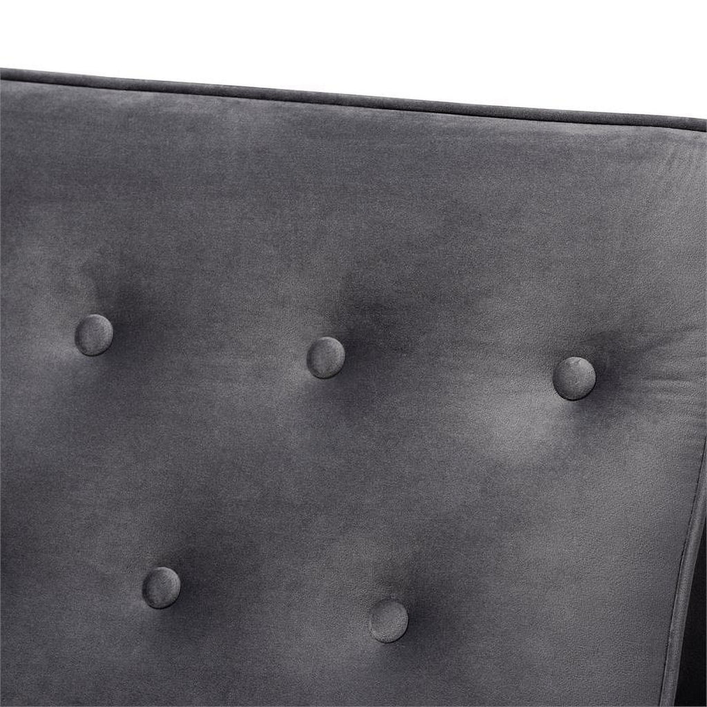 Grey Velvet Upholstered Wood Lounge Chair I7649