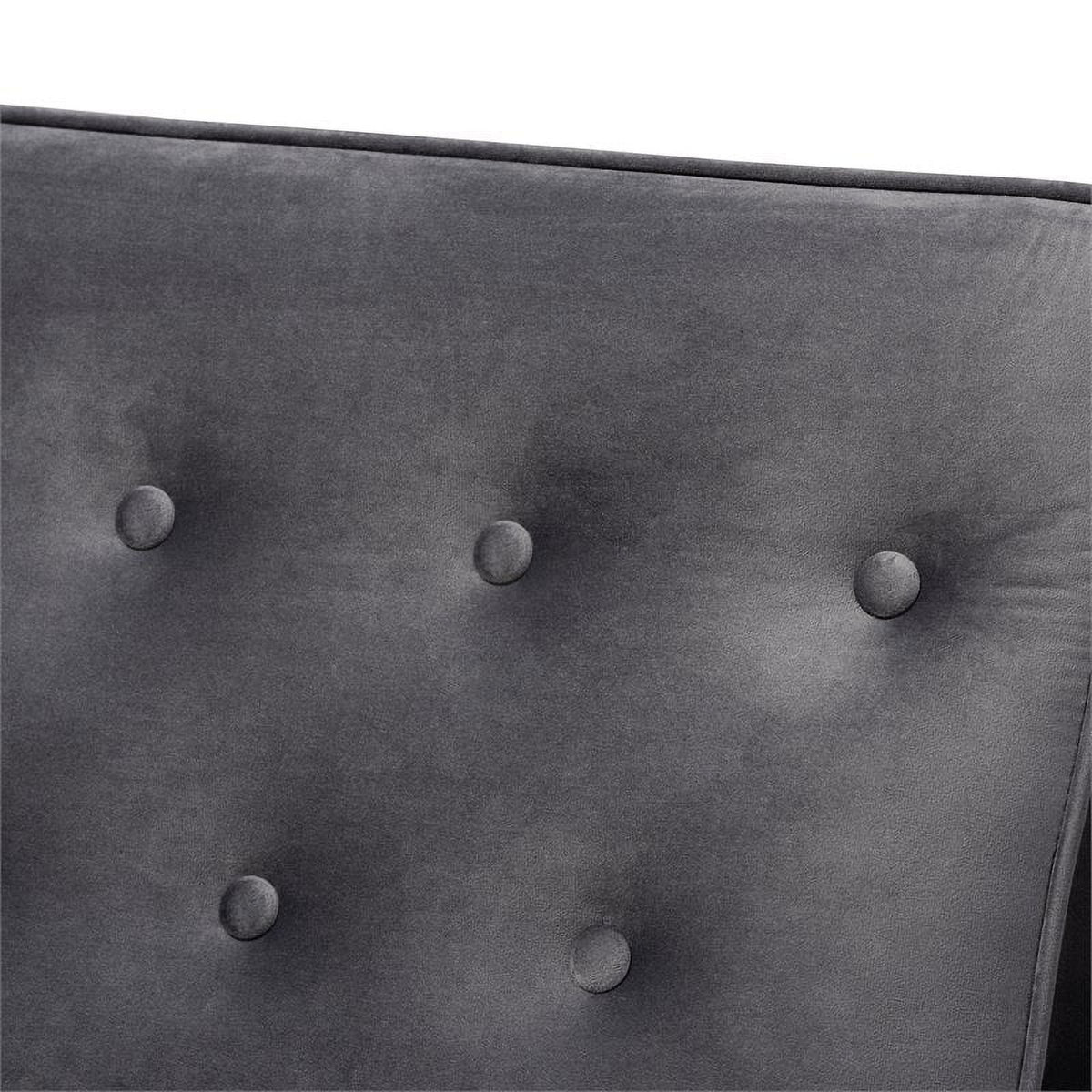 Grey Velvet Upholstered Wood Lounge Chair I7649
