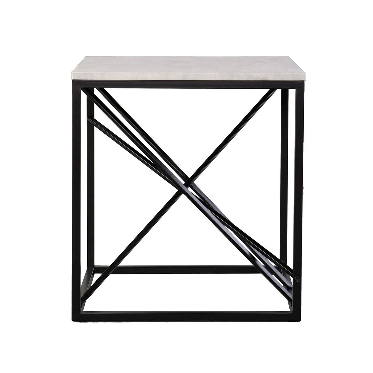 White Faux Marble End Table E856671