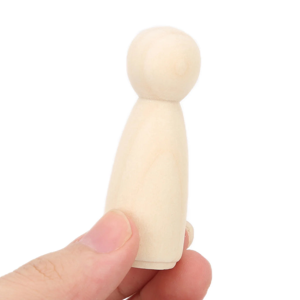 10Pcs Unfinished Wooden Peg Dolls for Kids DIY Craft 75mm / 3.0in H573532