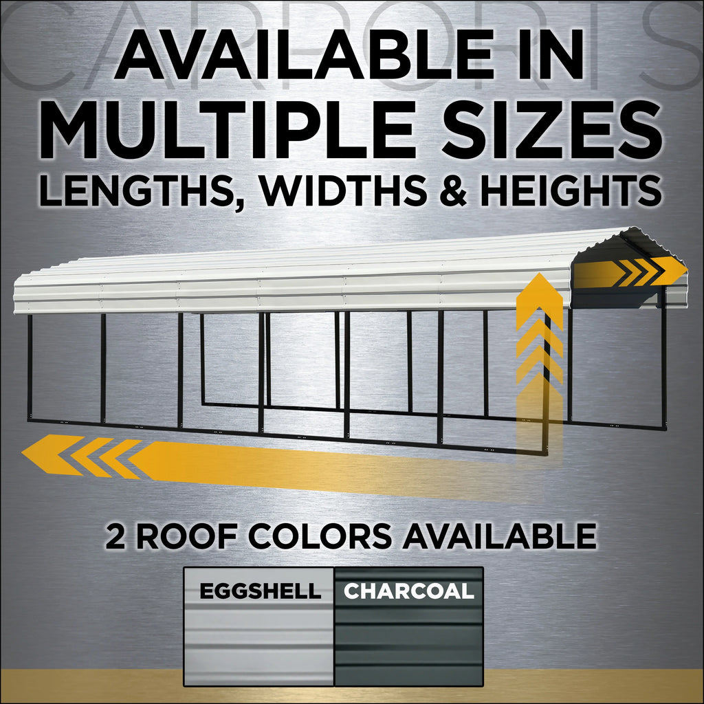 Galvanized Steel Carport Kit, 20' x 20' x 7' X909
