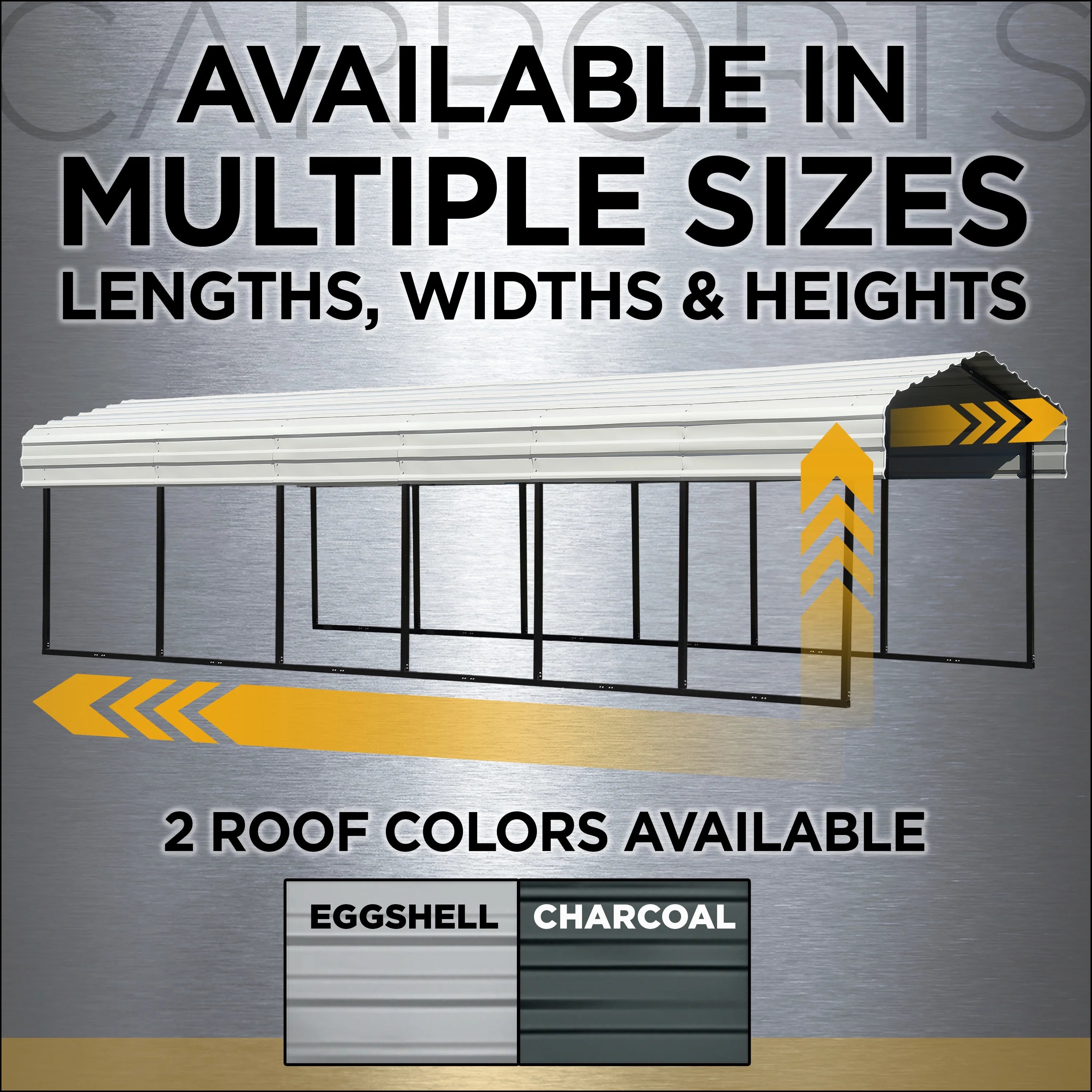 Galvanized Steel Carport Kit, 20' x 20' x 7' X909