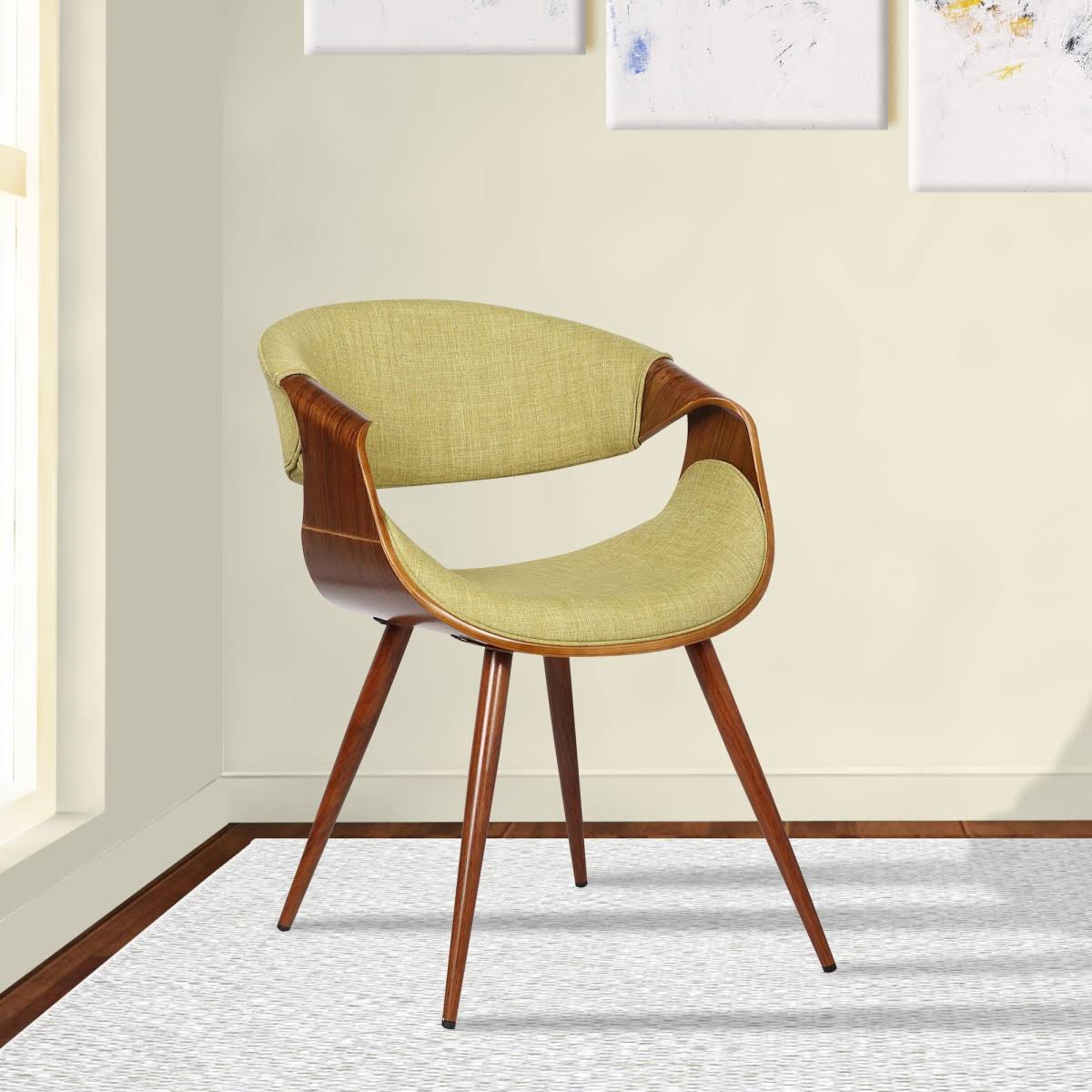 Walnut Green Fabric Dining Chair T910796