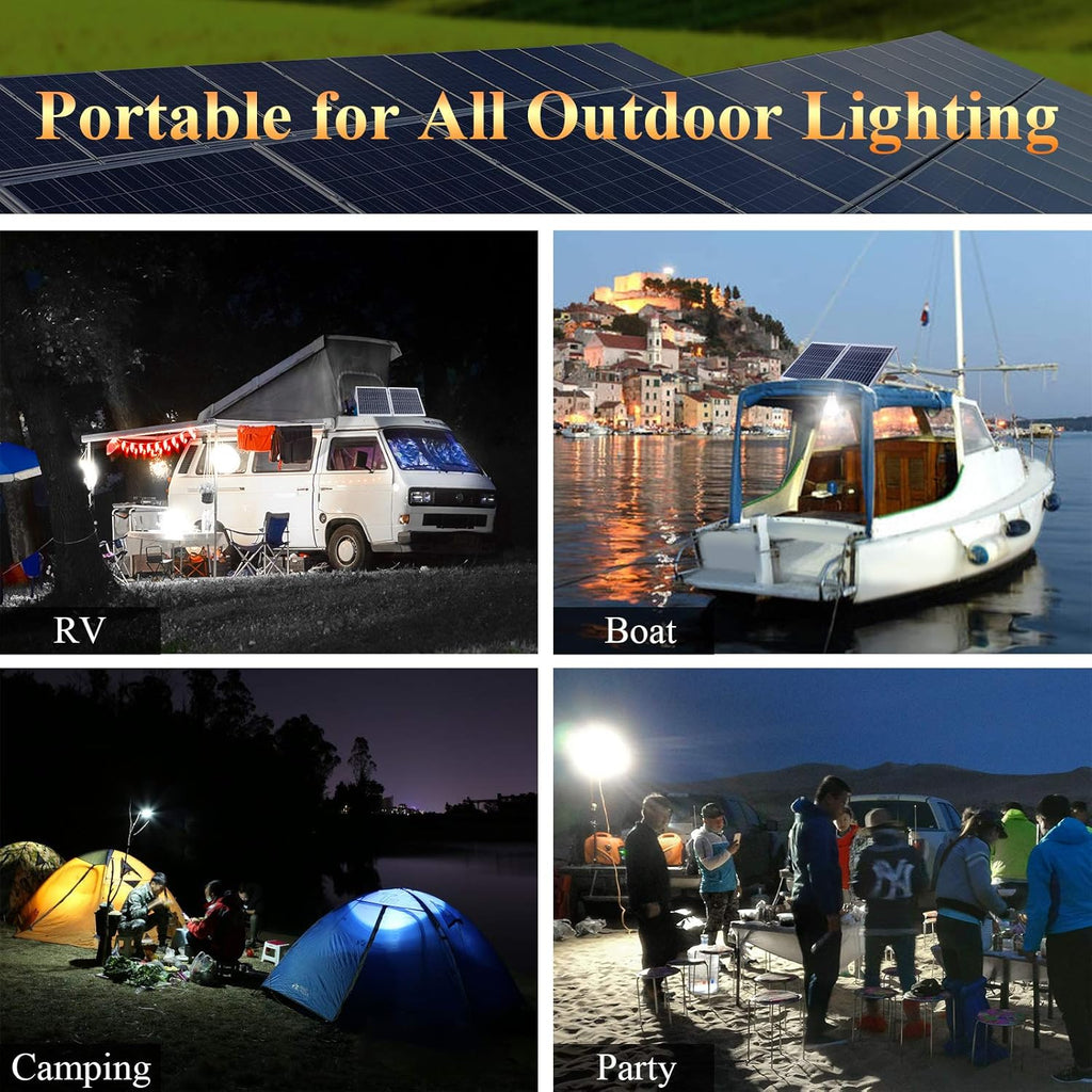 30W Panel Foldable Solar Panel Lighting Kit with 5 USB Solar Charger LED Light Bulb and 5 Cellphone Charger B29504