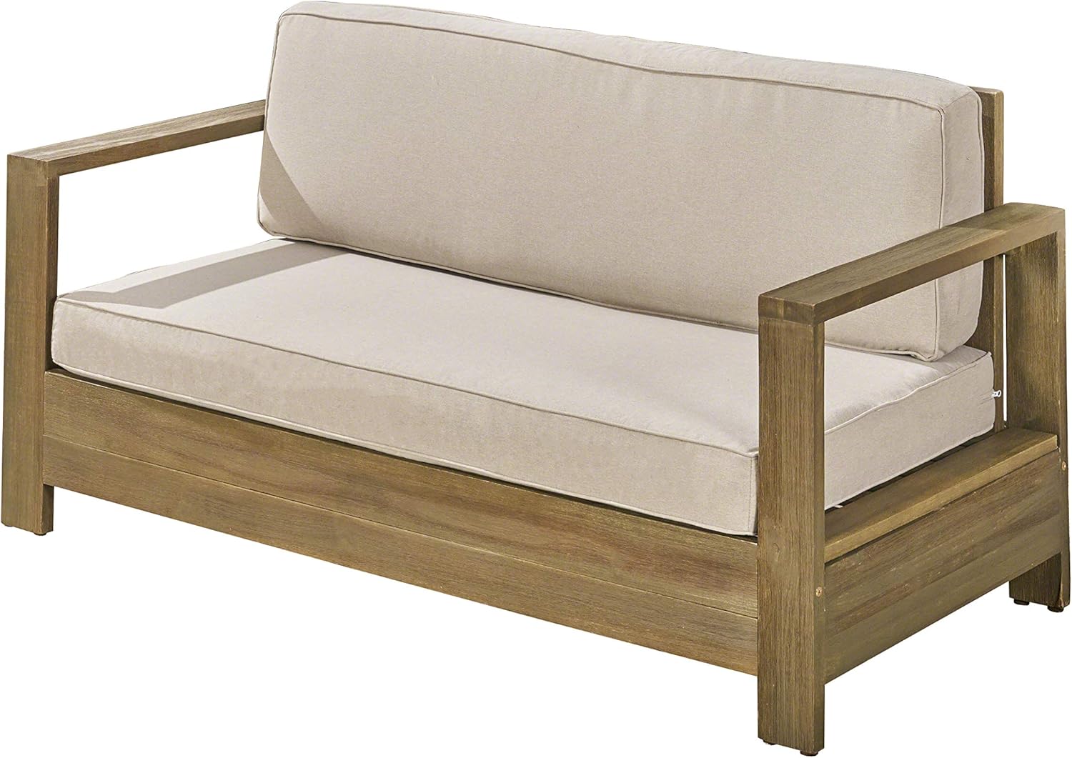Brushed Brown Patina and Light Gray Acacia Wood Loveseat Q490743