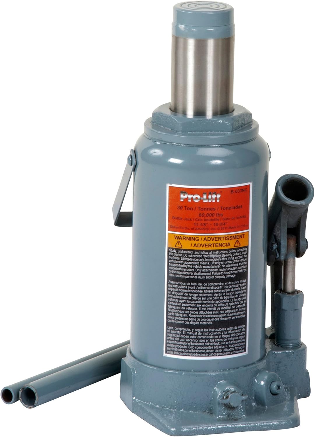 Grey Hydraulic Bottle Jack, 30 Ton Capacity, Pack of 2 F6934