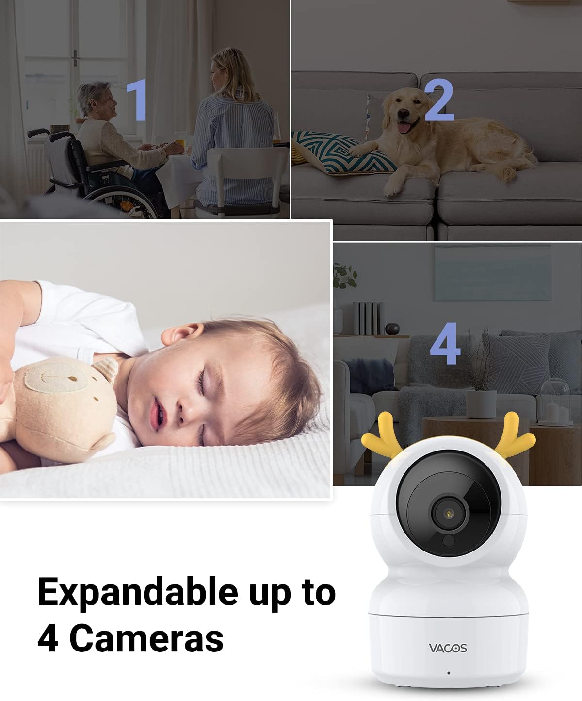 5'' Baby Monitor with Camera and Audio, Night Vision, 2-Way Audio W487