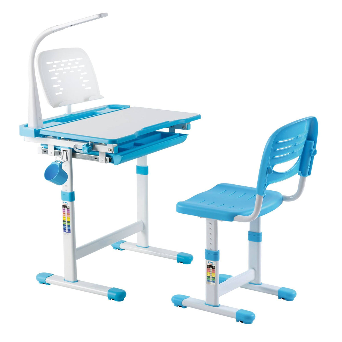 Gray Kid's Desk and Chair Set with Lamp and Book Holder D266956