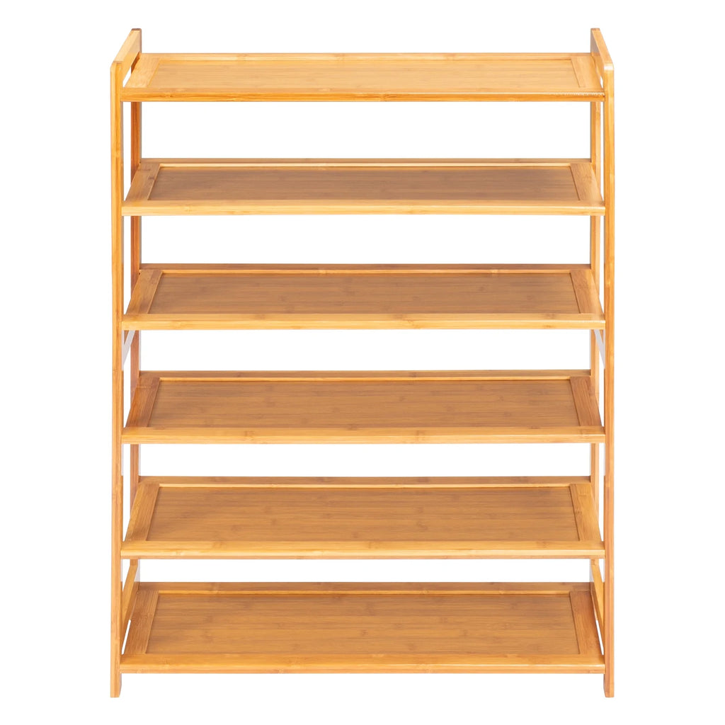 6 Tier Natural Wood Bamboo Shoe Rack W305