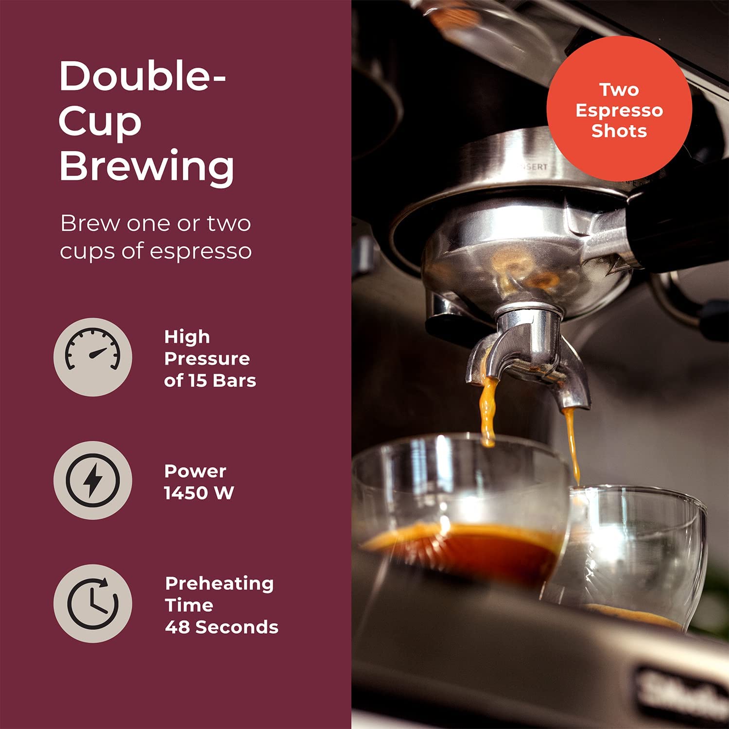 Stainless Steel Espresso Machine with Milk Frother and Grinder J523