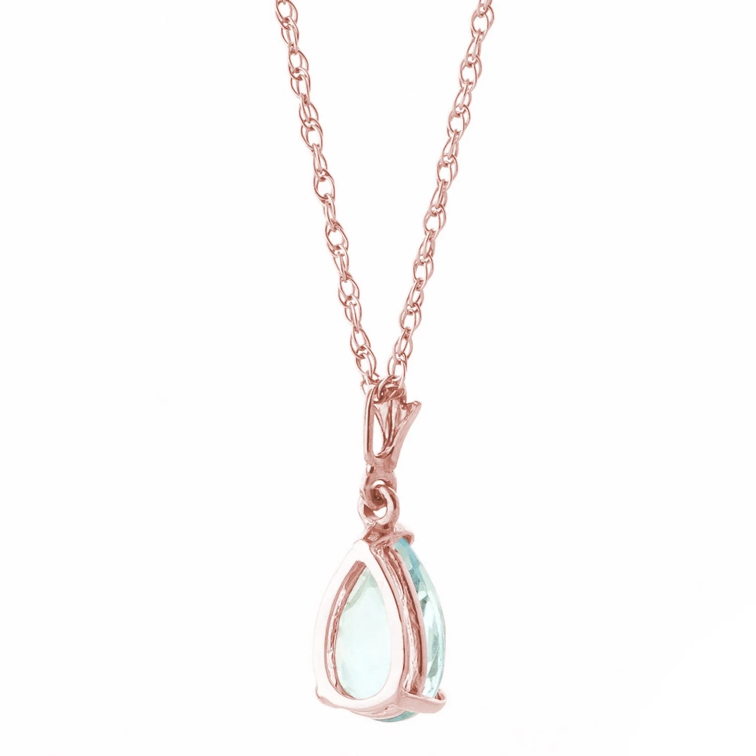 Rose Gold Pear-shaped Aquamarine Drop Pendant Necklace I7749