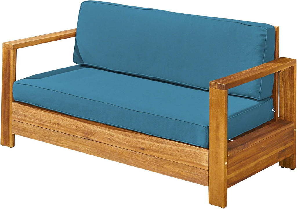 Brushed Brown Patina and Light Gray Acacia Wood Loveseat Q490743