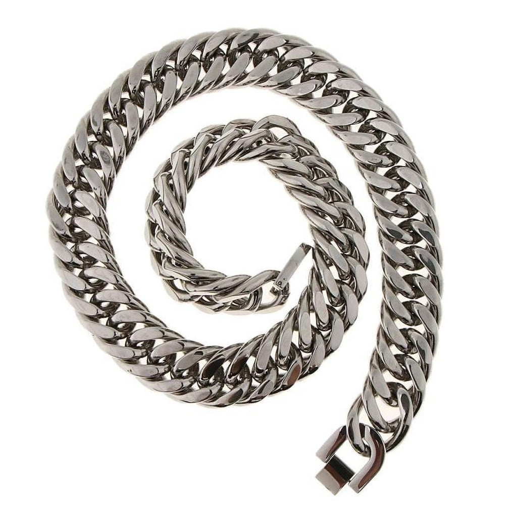 Stainless Steel Cuban Link Chain Necklace J3454