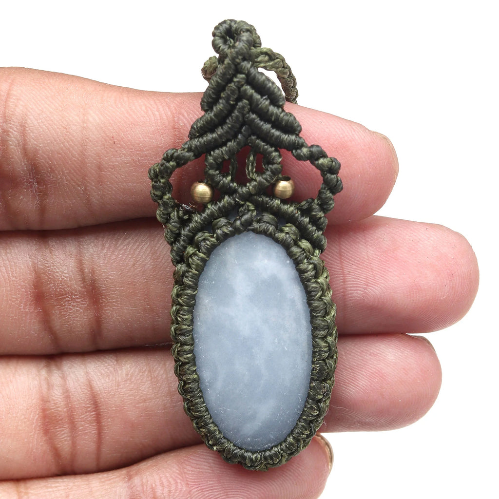Blue Opal Macrame Gemstone Handmade Necklace 20-36'' S82606