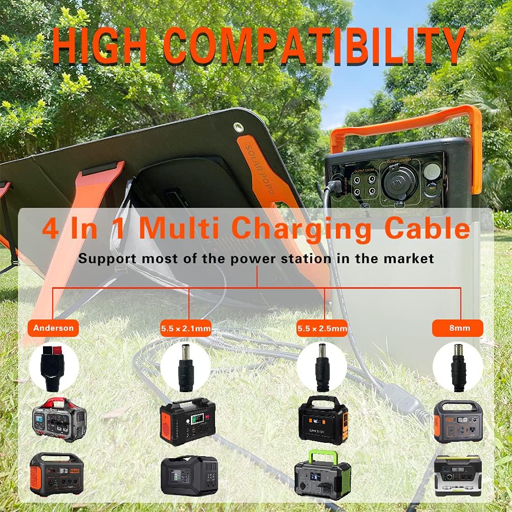 100W Portable Folding Solar Panel Charger with USB Outputs X255