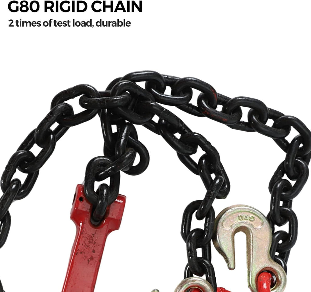Tow Recovery V Chain with 3/8" x 2' Legs, Two 15" J-Hook & Eye Cradle Grab Hook L875429