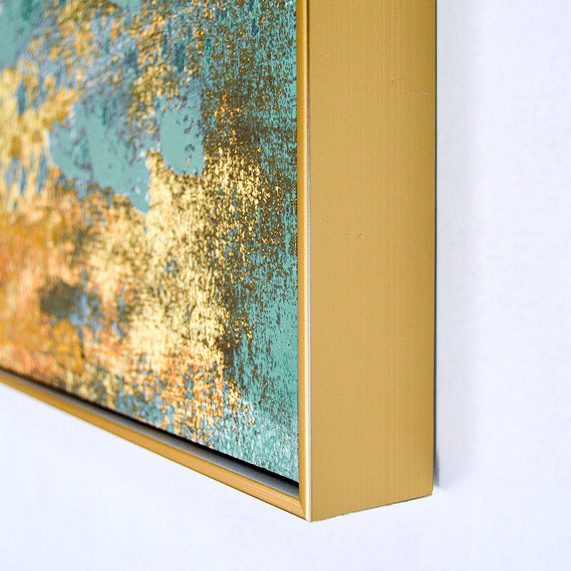 Liquid Gold Abstract Framed Embellished Foiled Canvas I1019