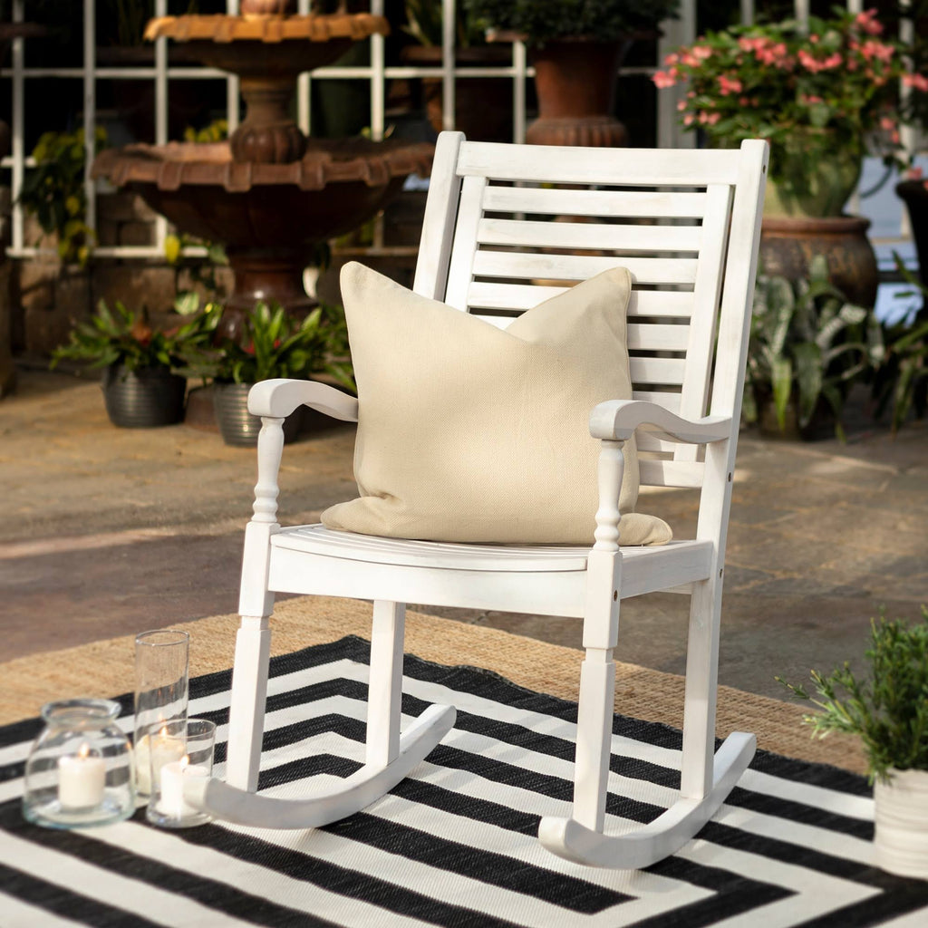 Dark Brown Solid Acacia Wood Rocking Patio Chair Y836308