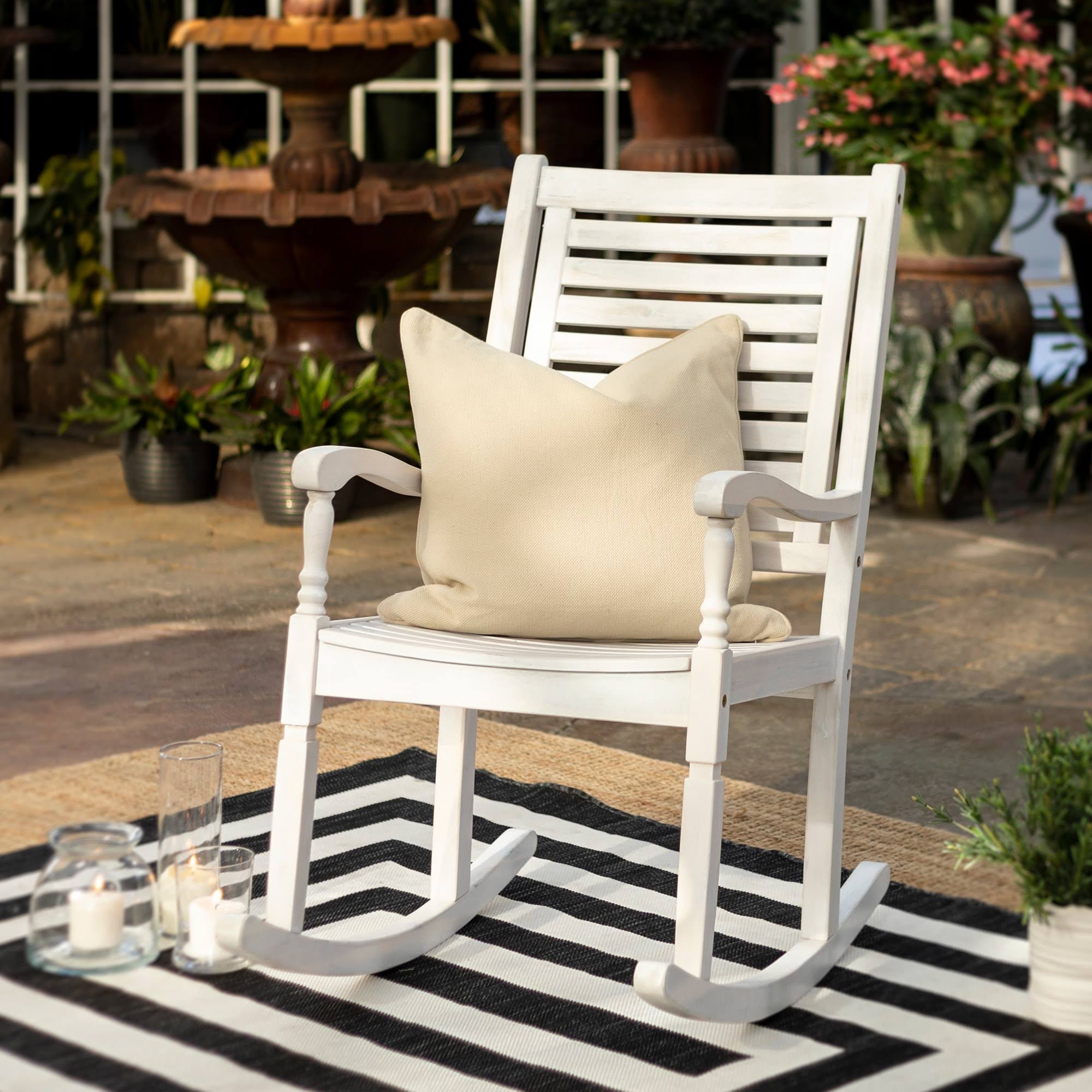Dark Brown Solid Acacia Wood Rocking Patio Chair Y836308