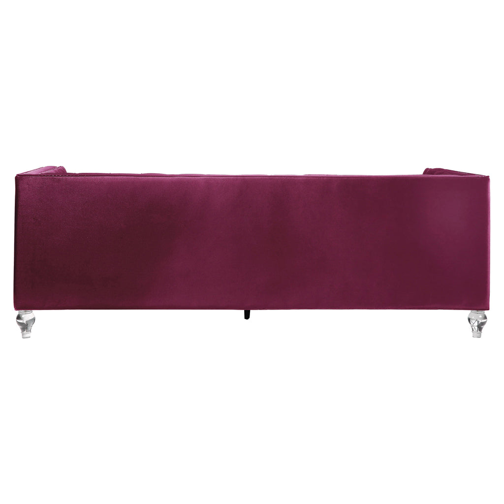 Burgundy Sofa with 2 Pillows E6954