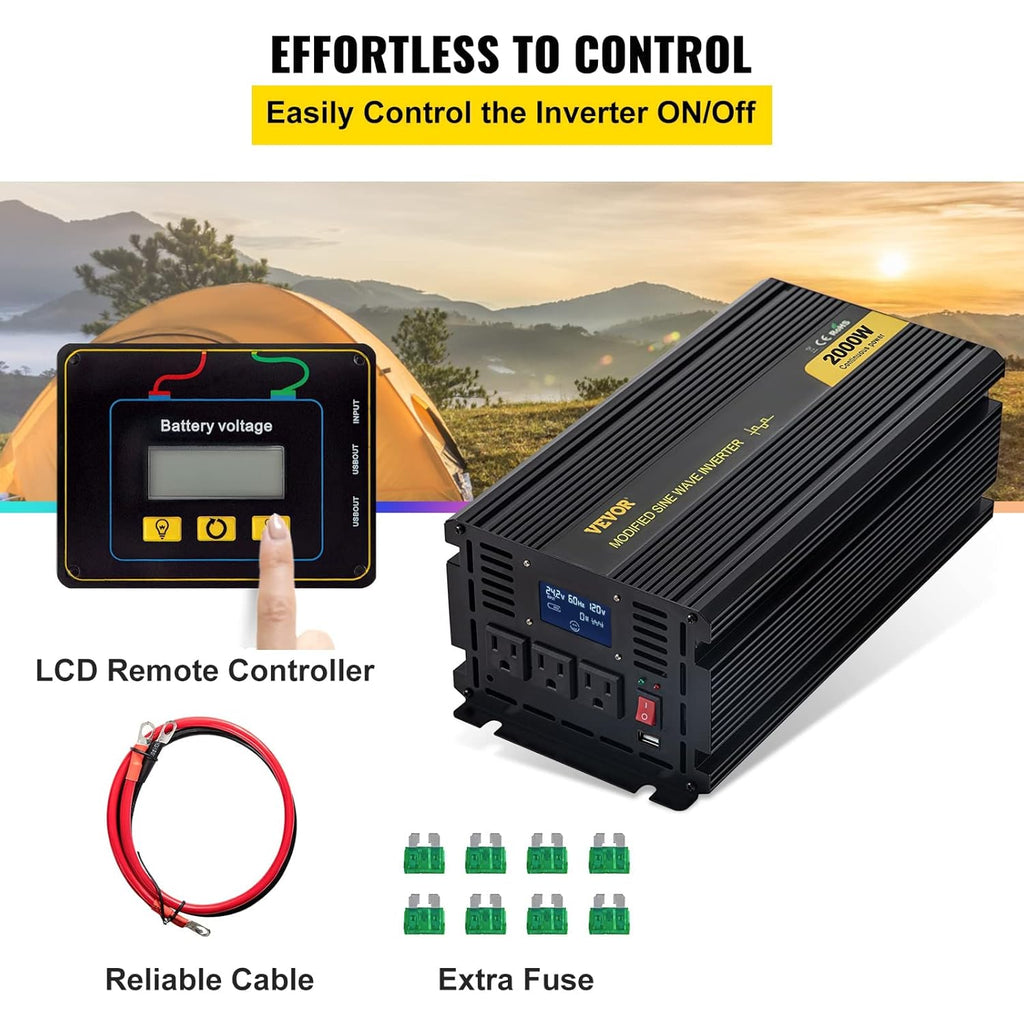 2000W Modified Sine Wave Power Inverter with LCD Display W871335