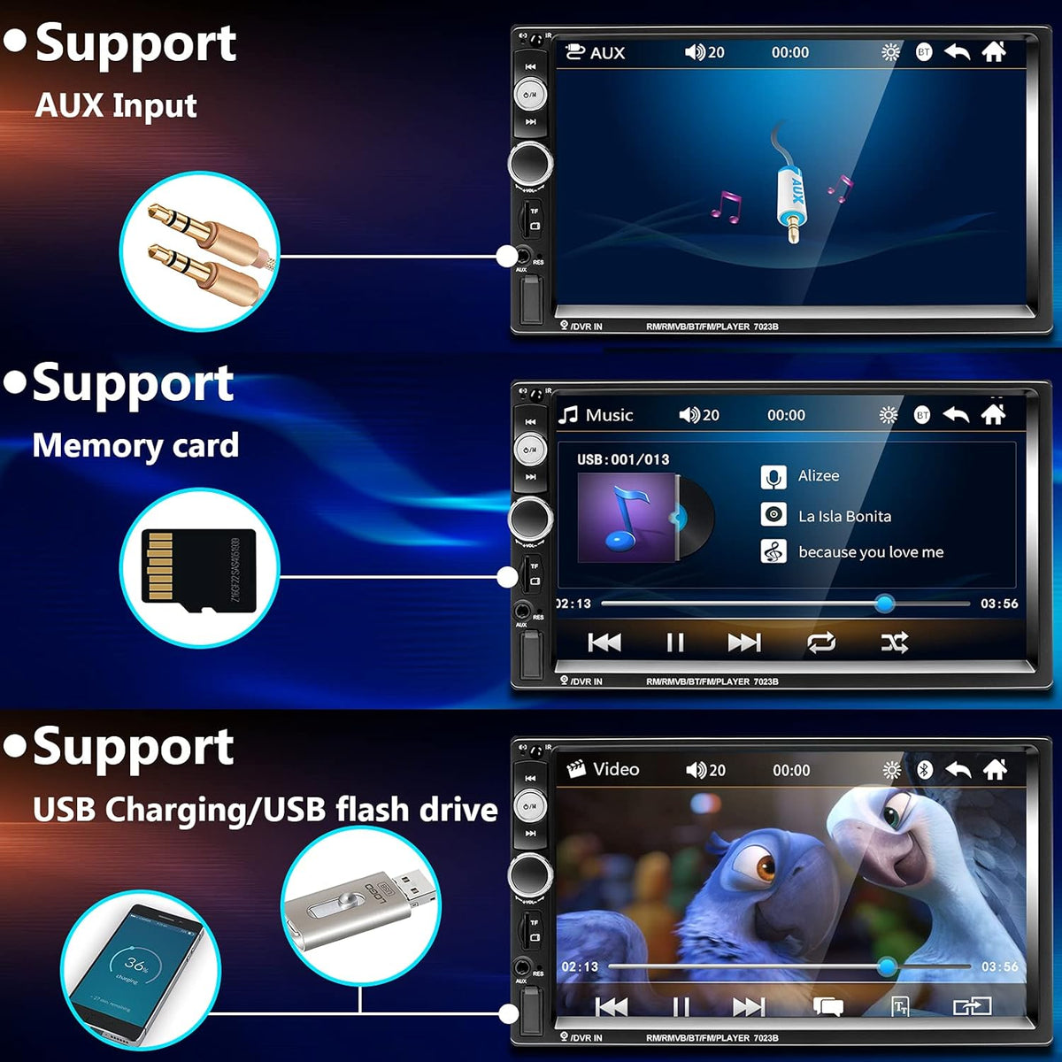 7 Inch Touch Screen Car Stereo Radio with Backup Camera Y931128