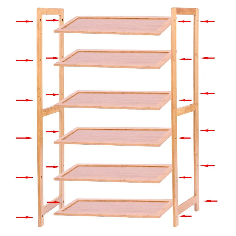 6 Tier Natural Wood Bamboo Shoe Rack W305