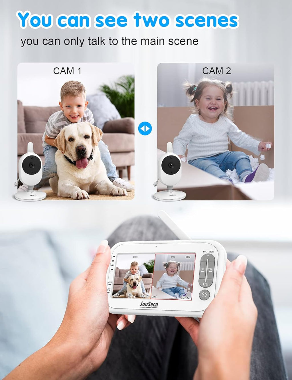 4.3 Inches LCD Split Screen Baby Monitor with Camera and Audio H85586