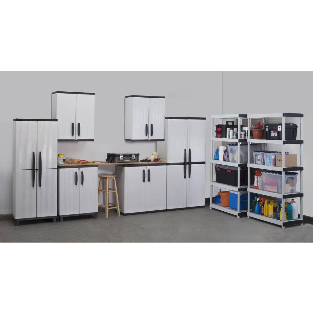 4 Shelf Plastic Cabinet in Gray S3541