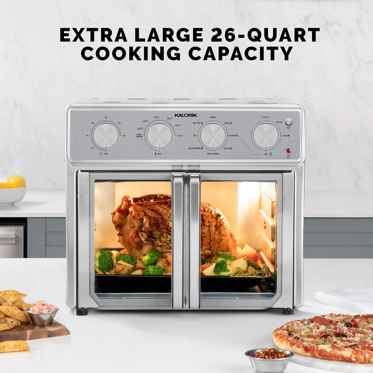 26 Quart 9-in-1 Stainless Steel Air Fryer Toaster Oven Combo N476906