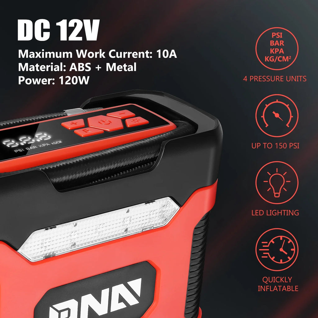 Red 150 PSI DC 12V Portable Digital Tire Inflator Z96013