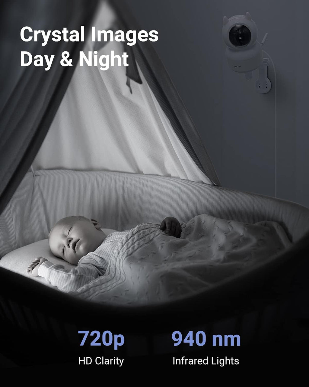 5'' Baby Monitor with Camera and Audio, Night Vision, 2-Way Audio W487
