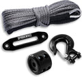 Synthetic Winch Rope Kit, 1/4" x 50ft 8200 LBS with Protective Sleeve, Fairlead, Stopper, Hook, Pack of 2 E635345