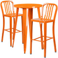 Orange Round Metal Bar Table Set with 2 Stools D7833