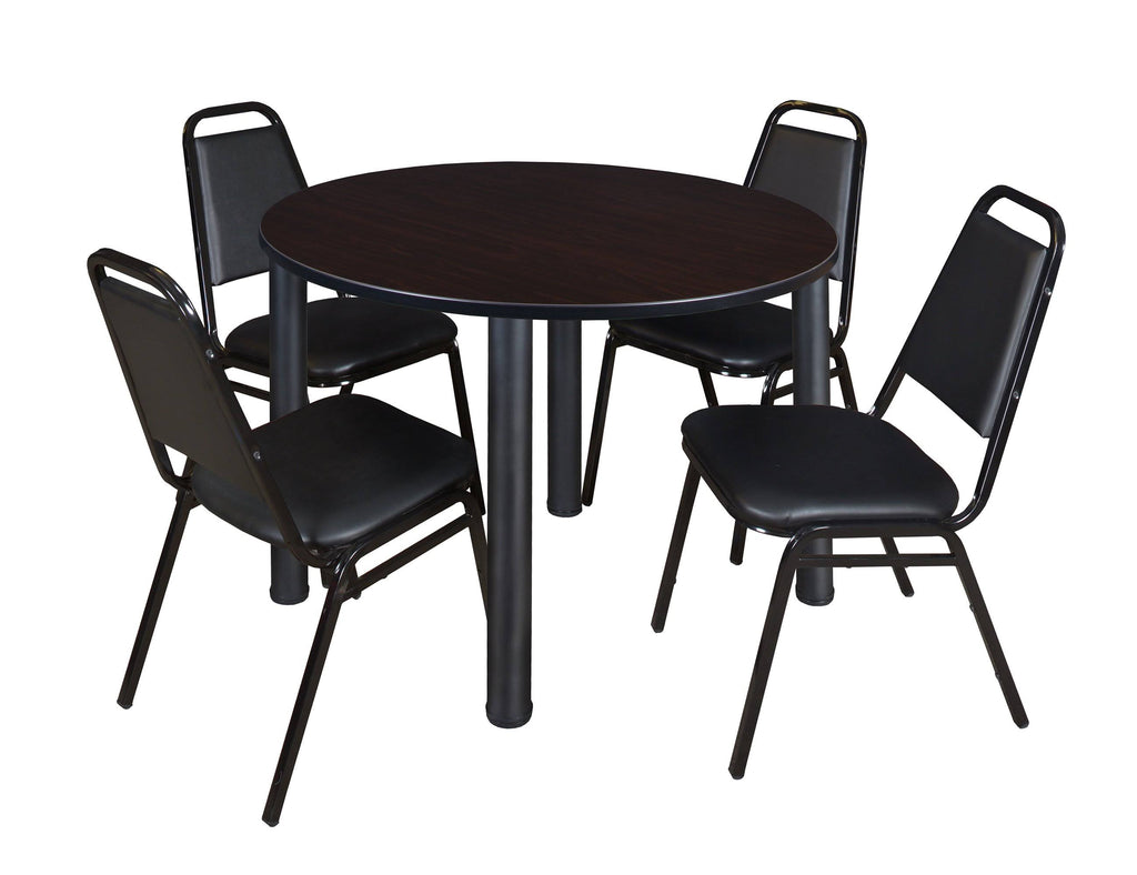 48x22 Round Breakroom Table with 4 Stack Chairs L55312