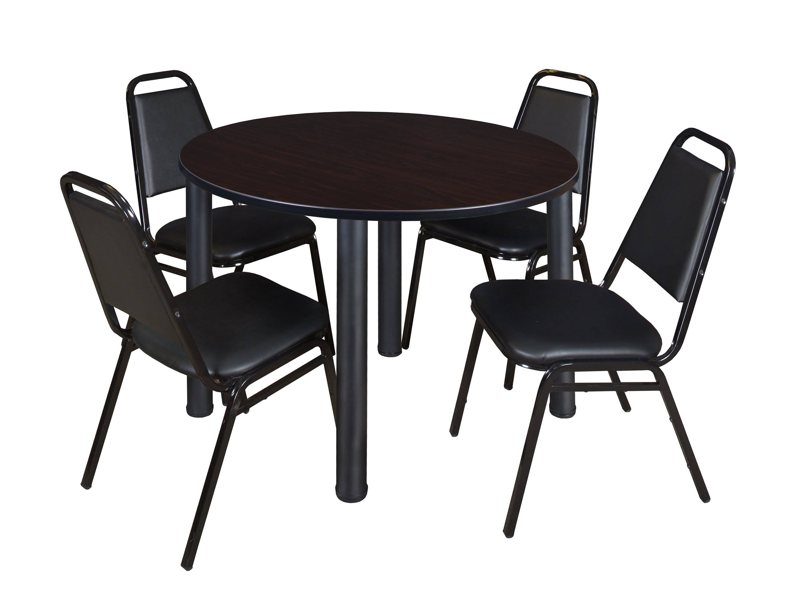 48x22 Round Breakroom Table with 4 Stack Chairs L55312