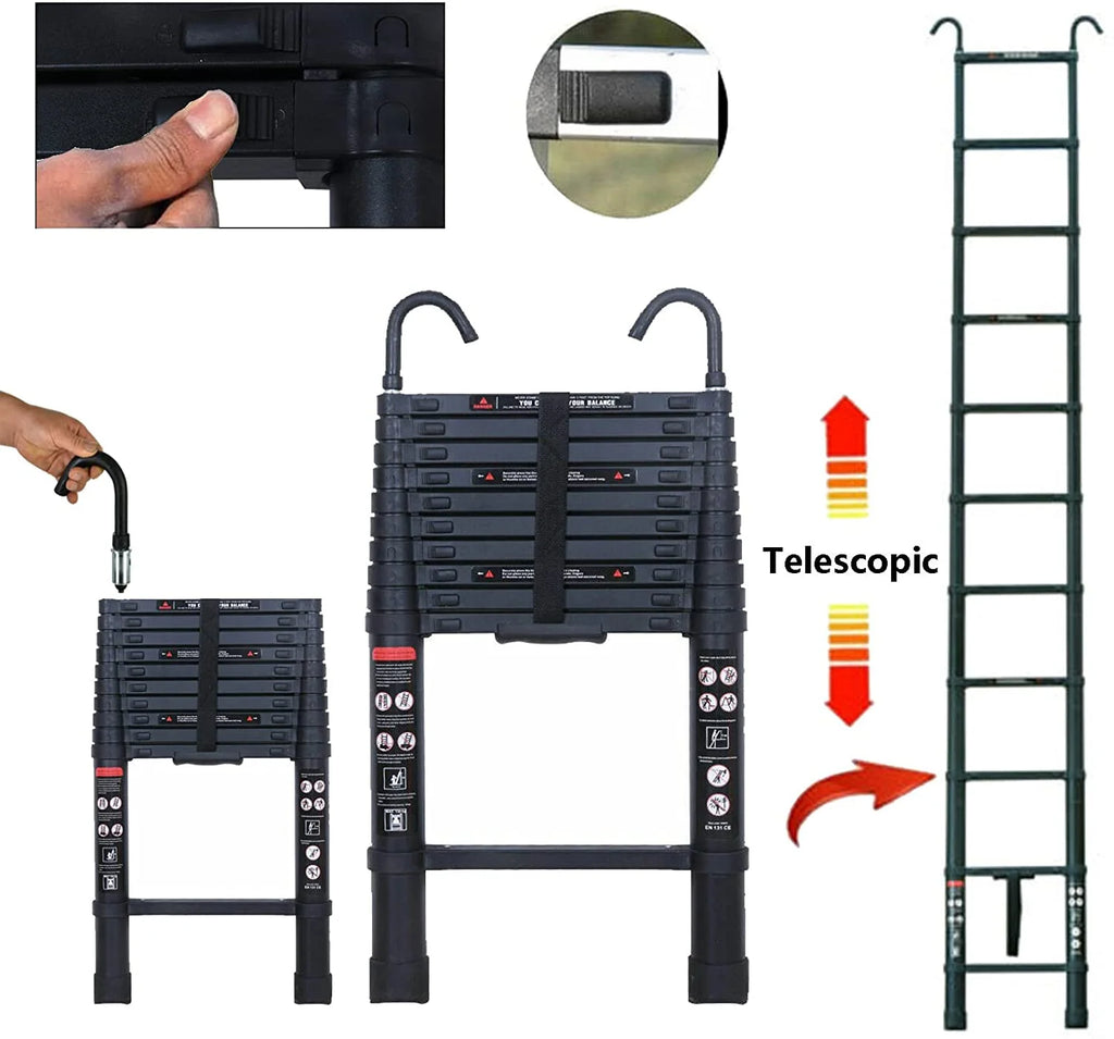 3.2 m Telescopic Ladder with Removable Hook V753455