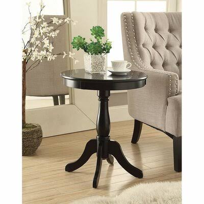Black Pedestal End Table Y953