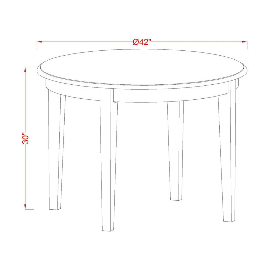 5-Pc Mid Century Dining Set with Round Dinner Table and 4 Padded Parson Chairs P76407