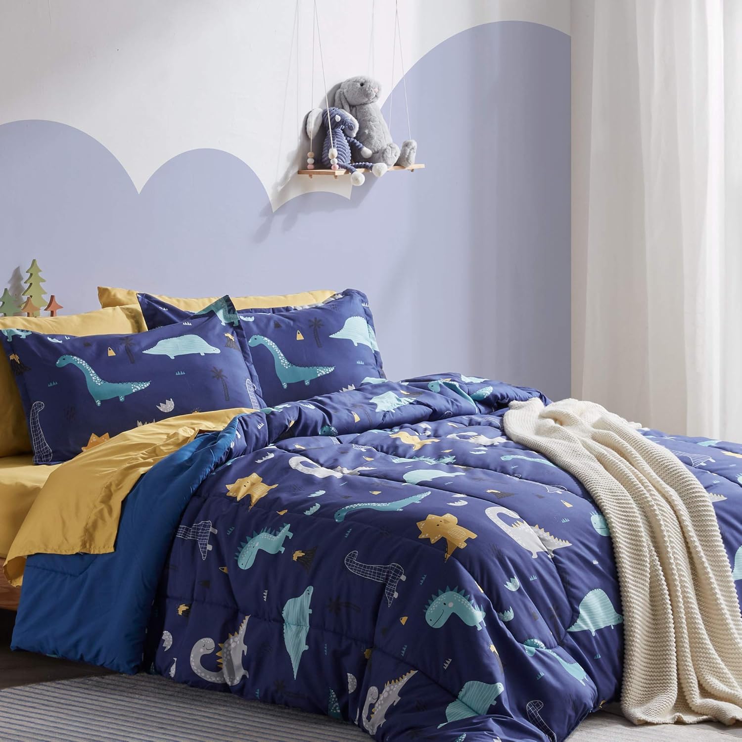 Blue Twin 5 Piece Microfiber Bedding Set K996