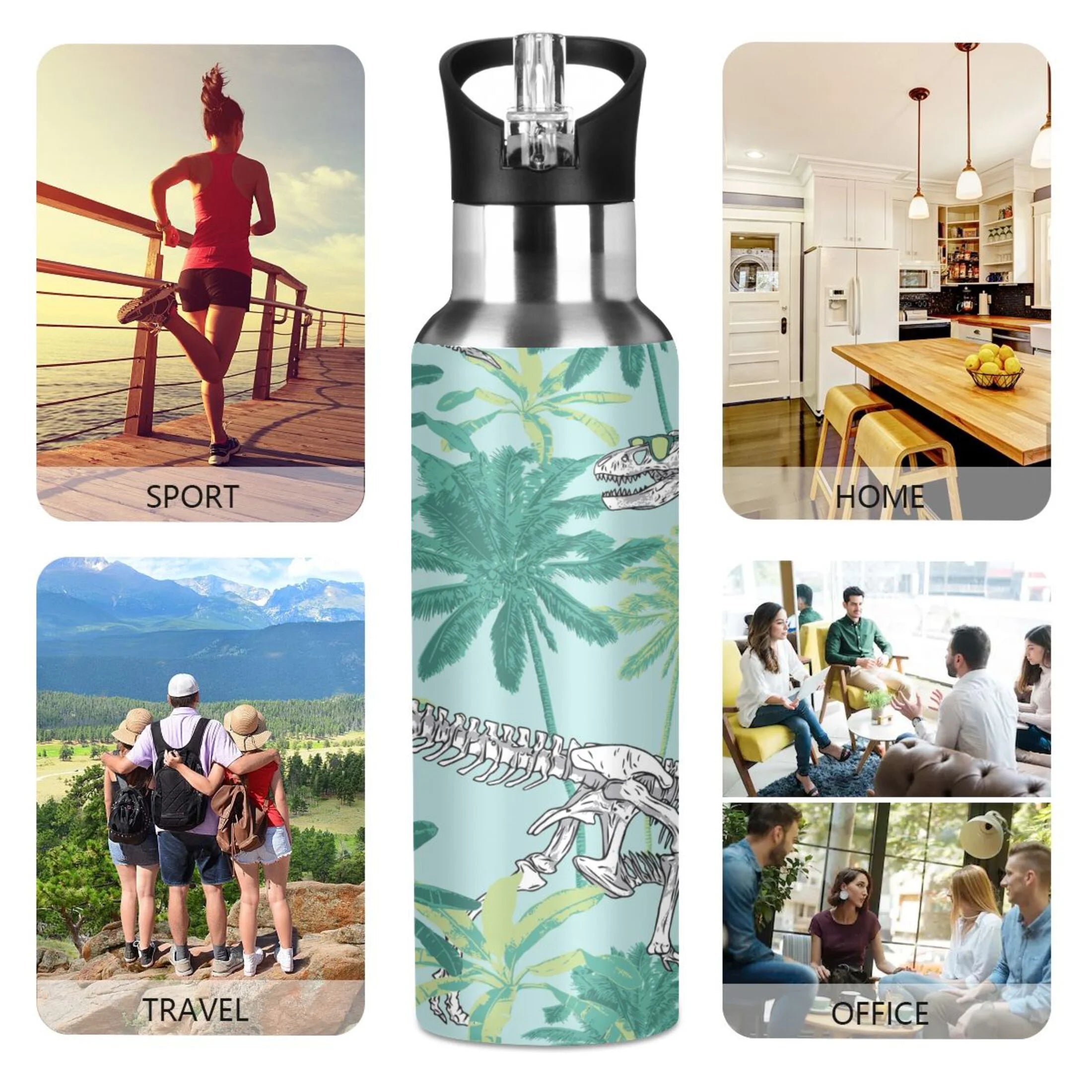 Stainless Steel Water Bottle with Straw Lid Vacuum Insulated 20 OZ H3134