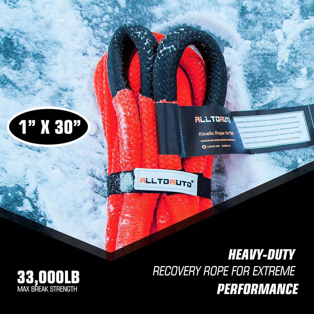 Red Kinetic Recovery & Tow Rope with 2 Soft Shackles Offroad Recovery Kit V344703