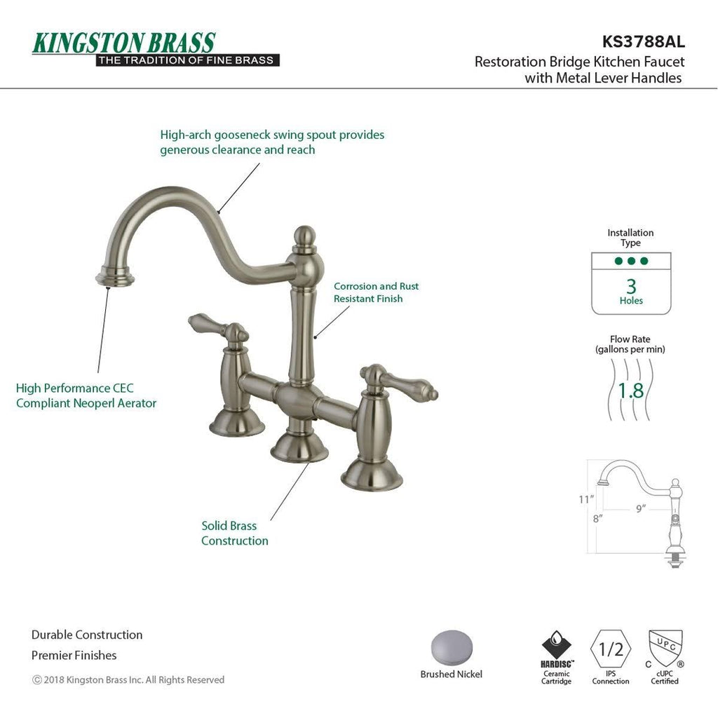 Oil Rubbed Bronze Bridge Kitchen Faucet Q389