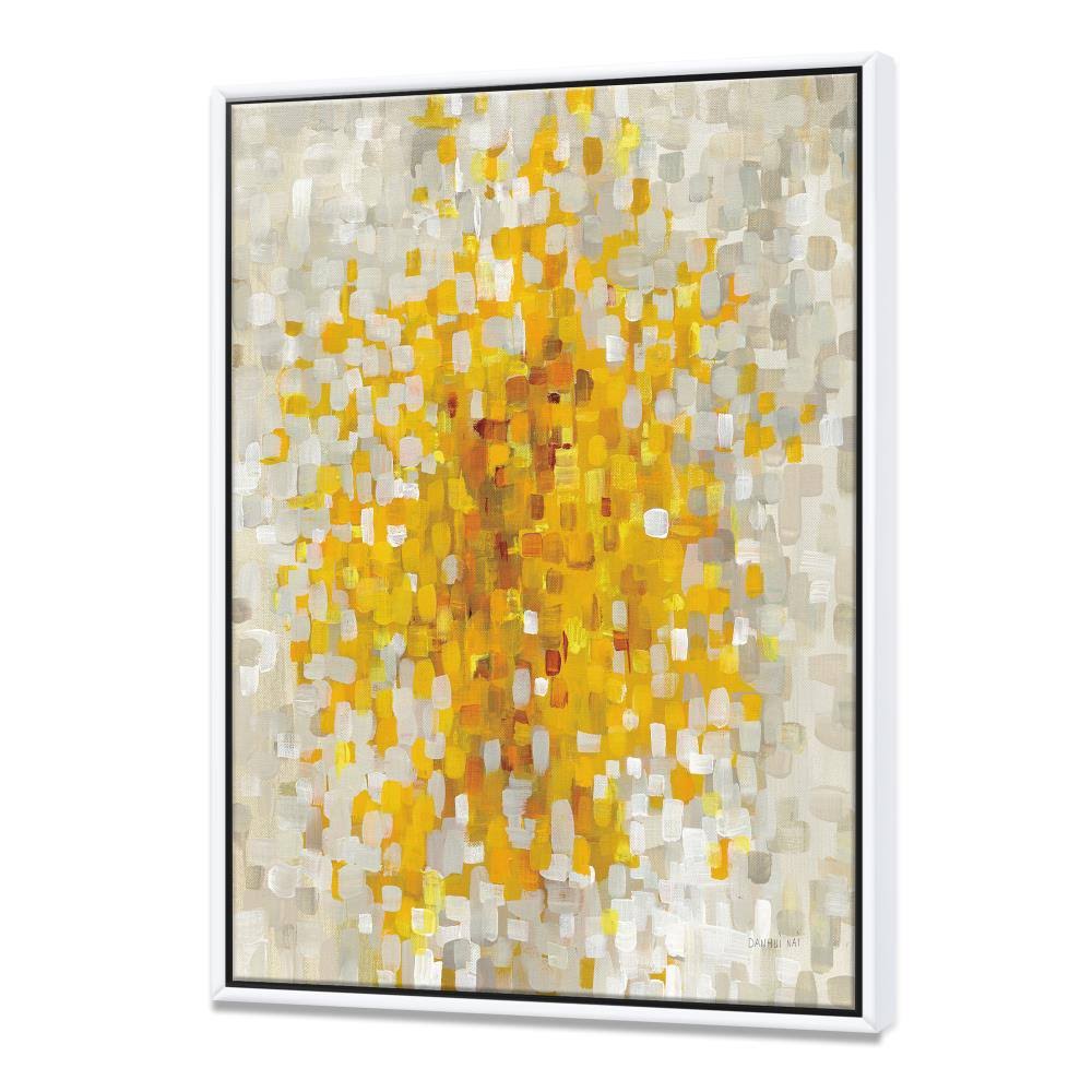 Yellow Explosion Blocks Framed Canvas, 16 inch x 32 inch U455